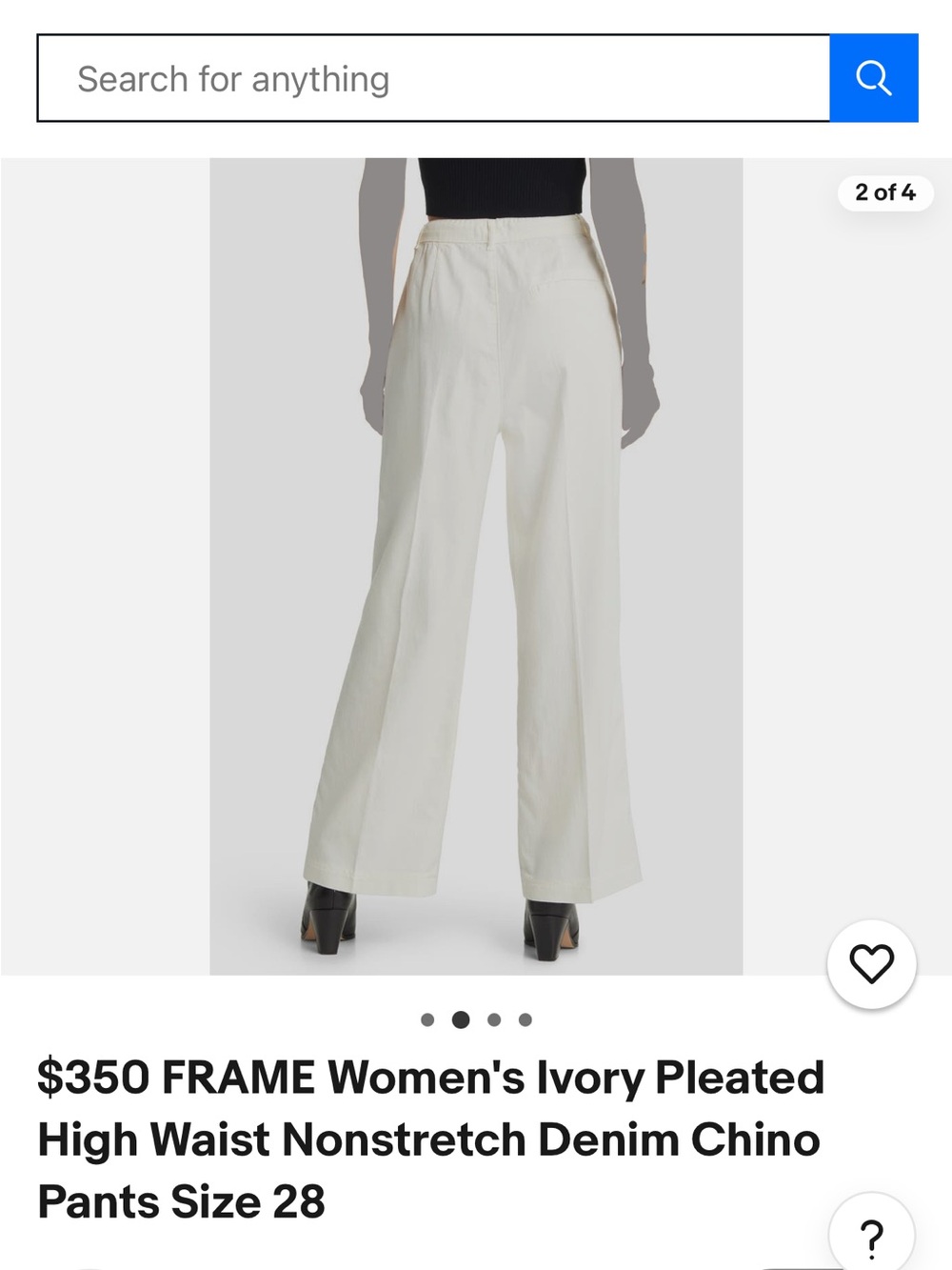 Women's White Elastic-Waist Pleated Trousers